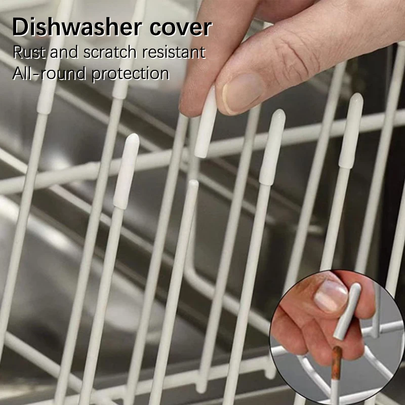 【New】100pcs Dishwasher Rack Caps Tip Cover Cap Flexible Round End Cap Protective Sleeves For  Article To Prevent Collision Cover