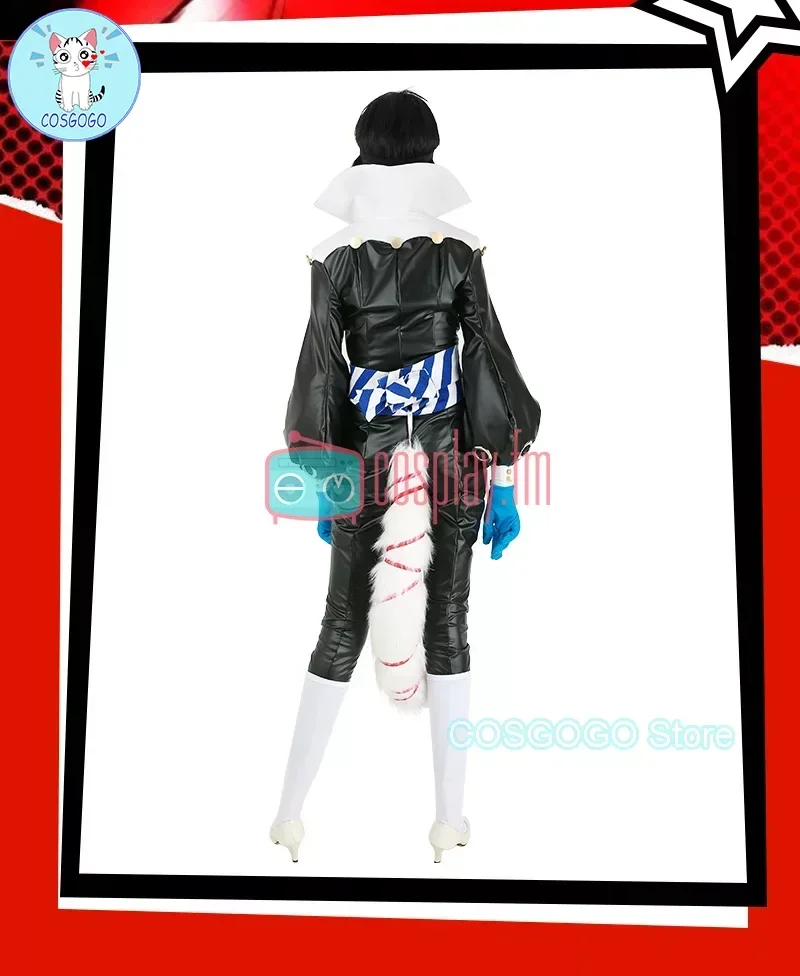 COSGOGO Gioco Persona 5 Yusuke Kitagawa Costumi Cosplay Vestito da festa carino con coda Abbigliamento anime Parrucca di Halloween Scarpe Maschera