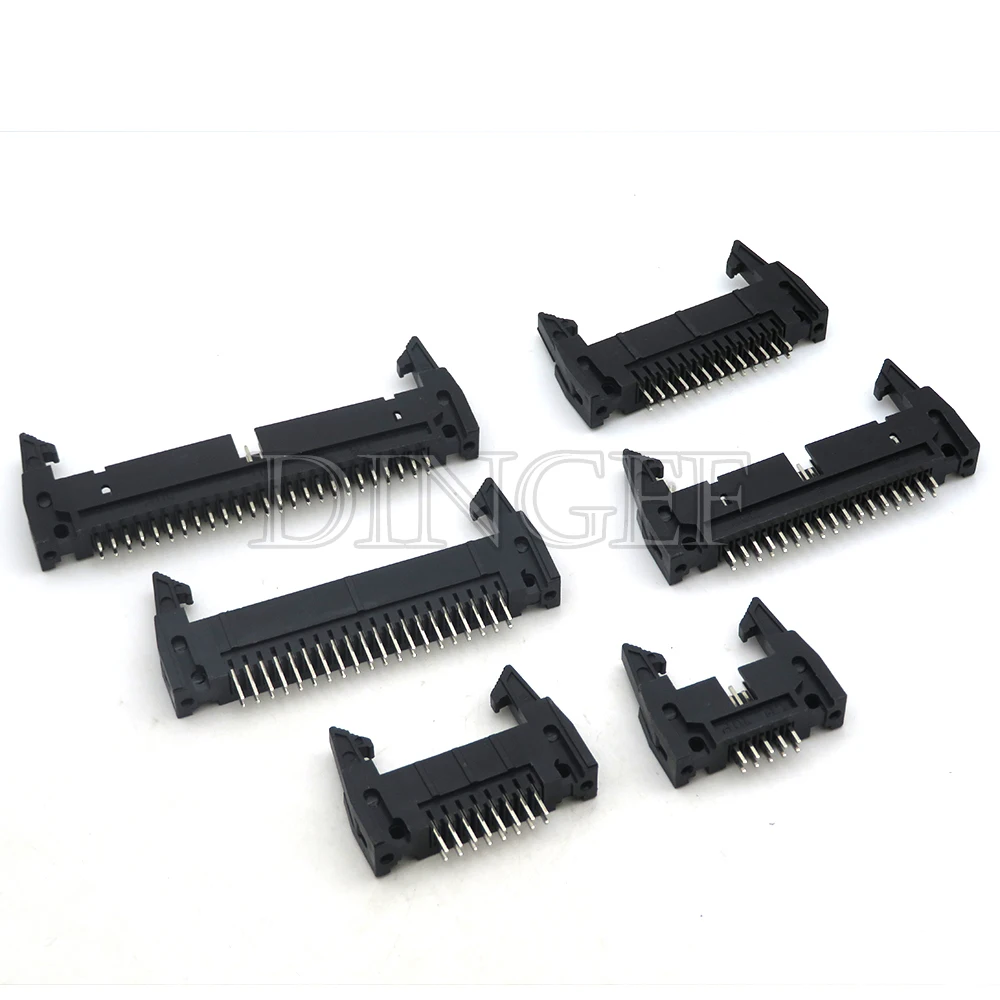 5PCS DC2 10/16/20/26/34/40 PIN 2.54MM pitch MALE SOCKET Right angle idc box headers CONNECTOR 10P/20P/40P FOR FC Cable