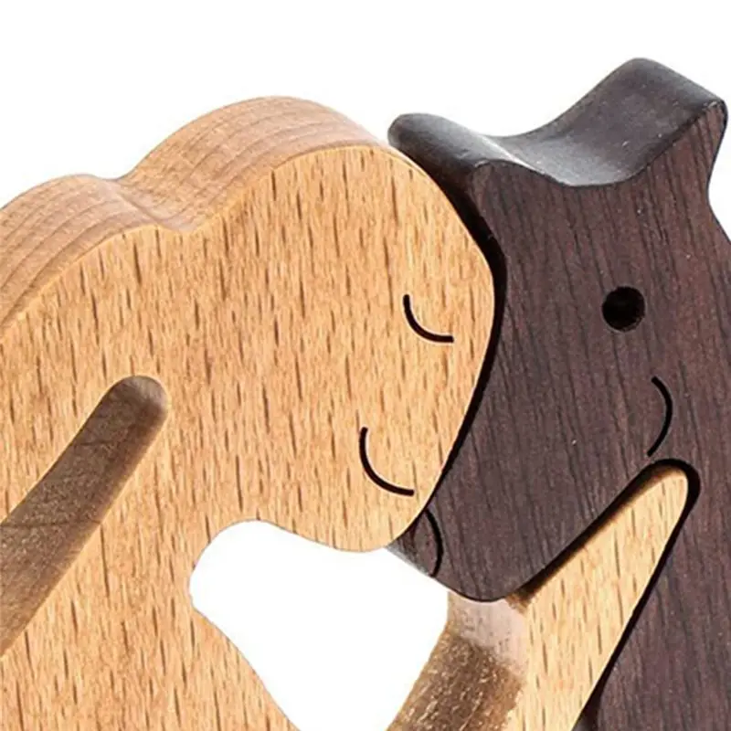 【HOT N07R】 Dog Family Wood Products Household Wood Carving Ornaments Miniature Desktop Decorative Crafts