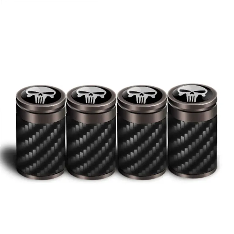 Carbon Fiber Skull Tire Cap Valve Cap Car Wheel Tires Titanium Valves Anti-theft Car Van Waterproof Rims Caps Car Accessories