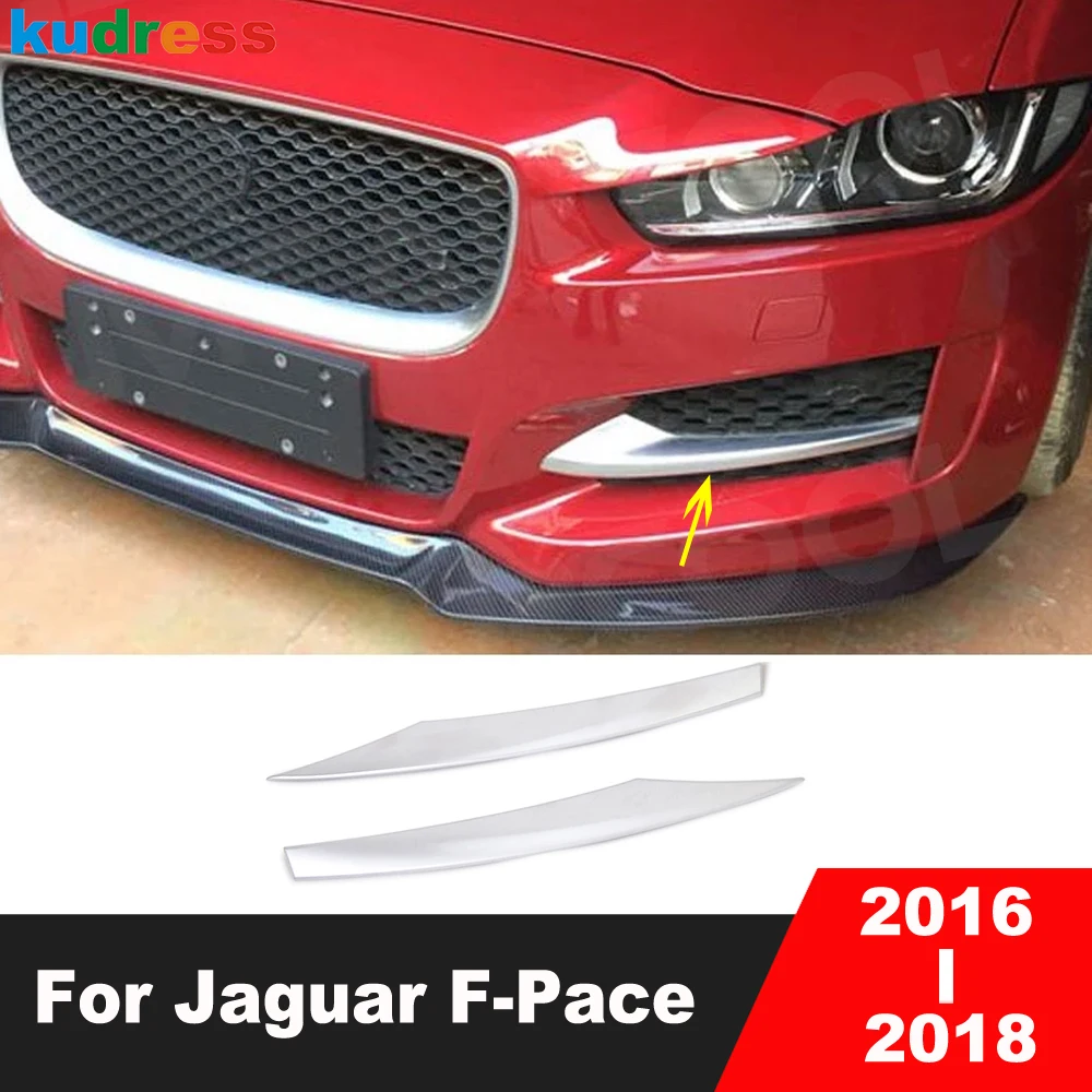 

For Jaguar F-Pace 2016 2017 2018 Matte Car Front Grille Grille Cover Trim Head Fog Light Lamp Eyebrow Strip Accessories