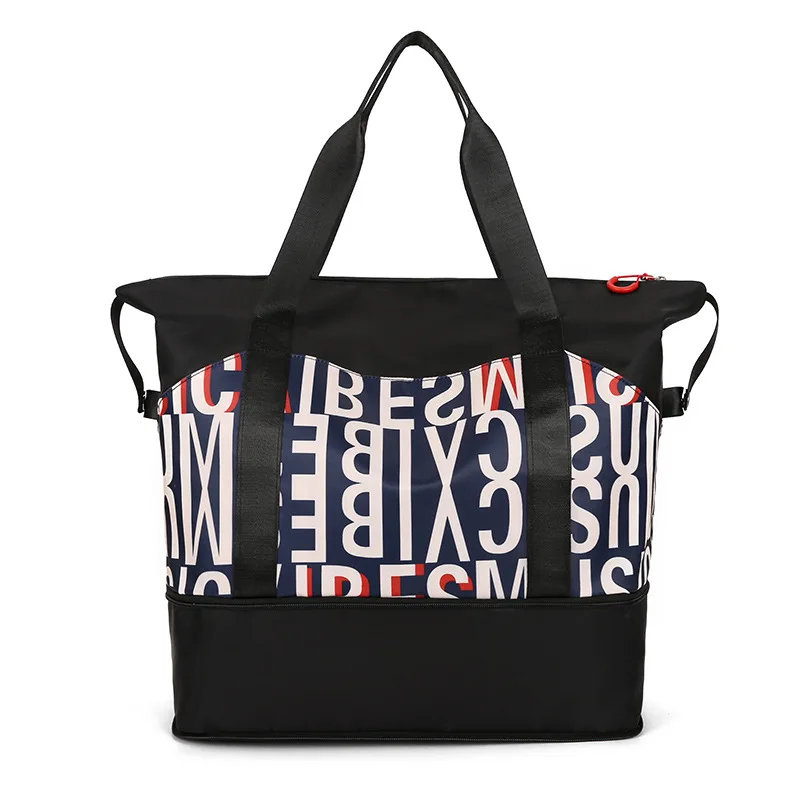 Large Storage Expandable Travel Duffel Bag, Lightweight Women Gym Yoga Bag with Dry & Wet Separation Pocket