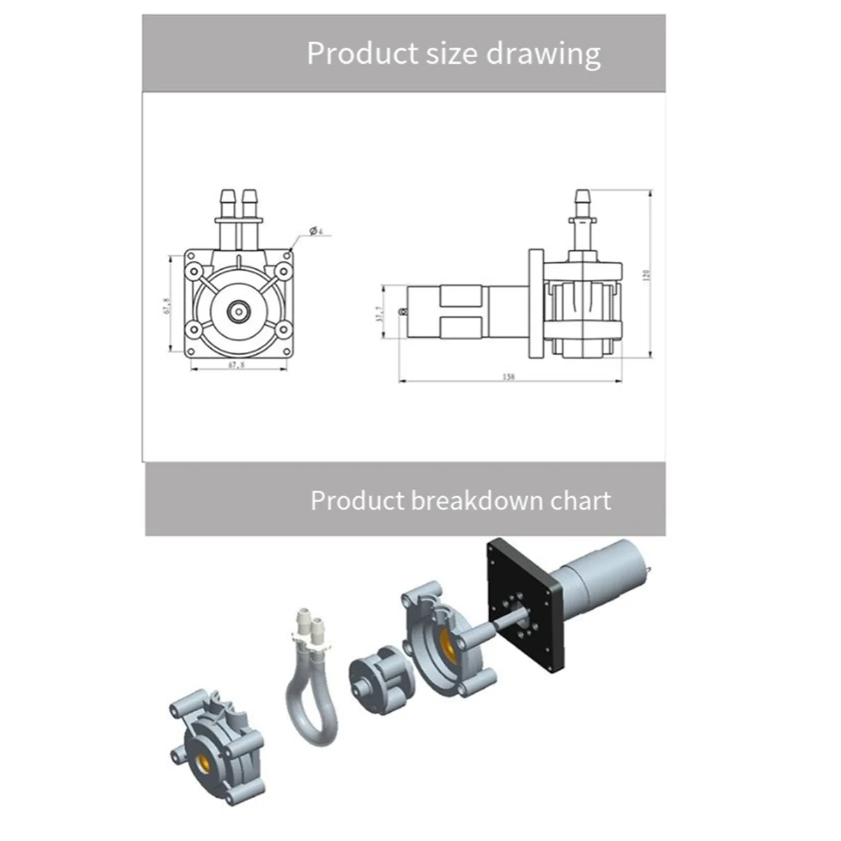 

【A29I-Sale】New DC 24V Peristaltic Pump Large Flowrate Liquid Dosing Pump 3000ml/Min 3 Rollers with PHARMED Tube
