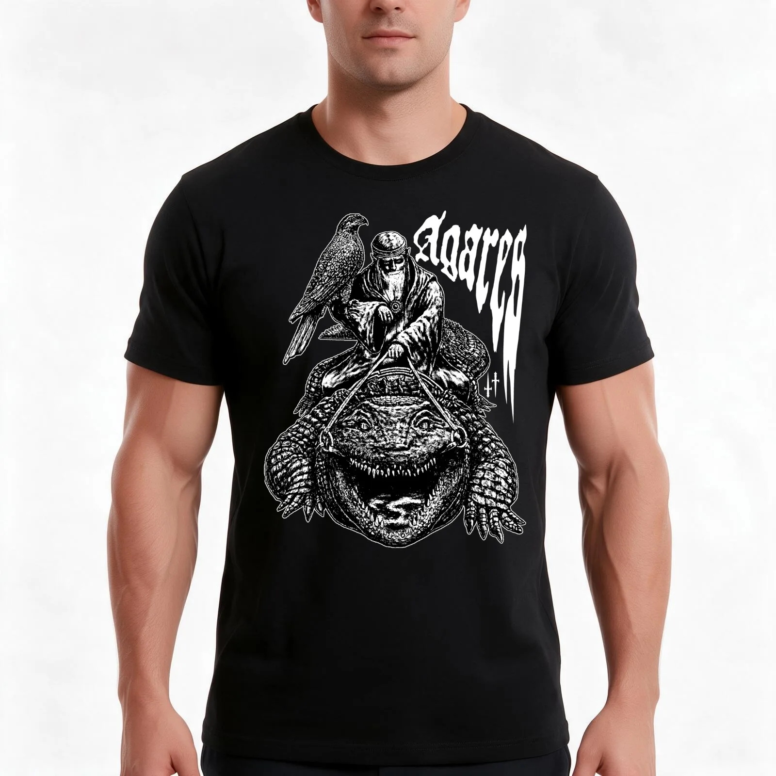 Agares T-Shirt, Summer Casual Cotton Tee, Oversized Streetwear Tops, Vintage Graphic Print, Loose Fit Short Sleeve, 100% Cotton