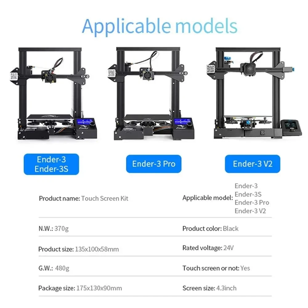 Creality Ender 3 Touchscreen Kit 4.3 Inch LCD Display with V4.2.7 Mainboard for Ender 3/ Ender-3 V2/3 Pro 3D Printers