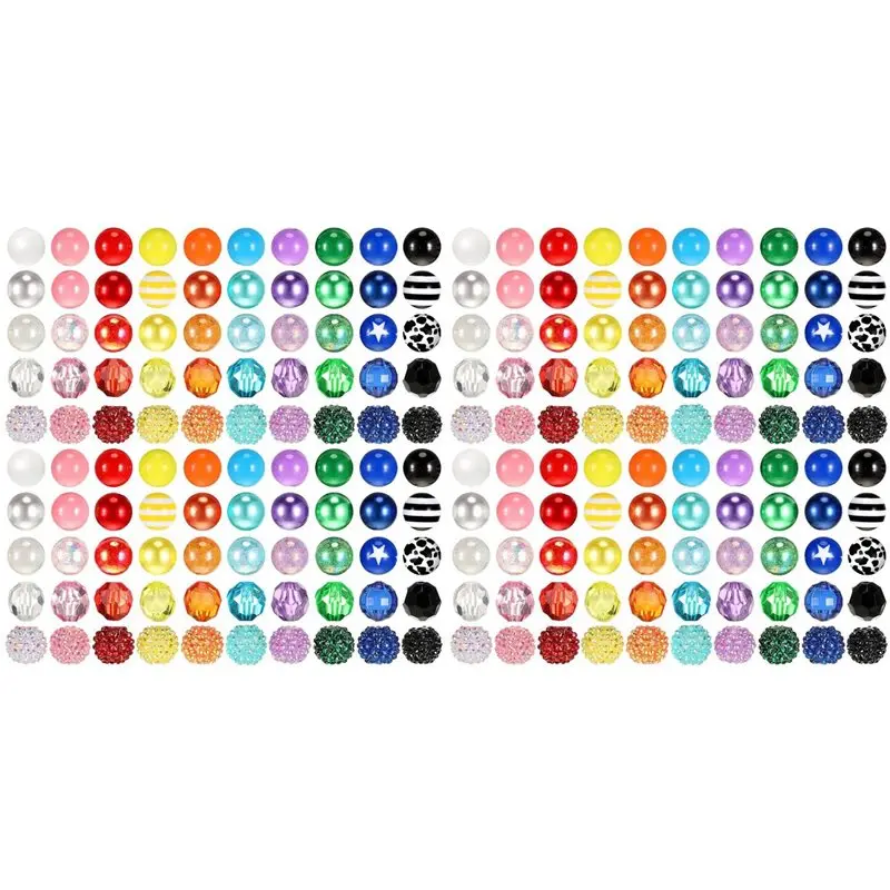 

Most-200 Pcs 20Mm Beads For Pens Rhinestone Beads Bubblegum Beads For Pens Beadable Keychains DIY Craft Pen Jewelry Making