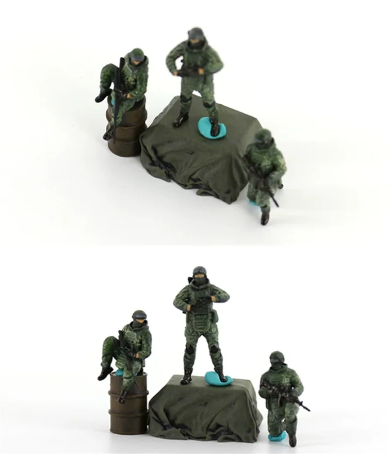 1:72 Model Painted 3Pcs Modern Russian Trio Soldier Set Scene Soldiers Action Figure DIY Scene Accessory Collection Display