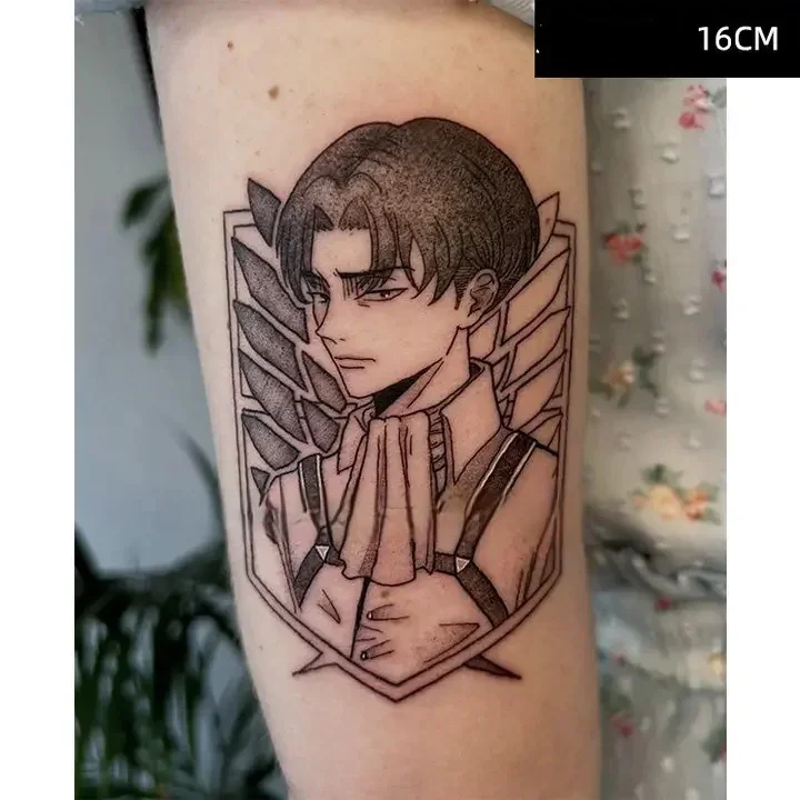 هجوم على تيتان ليفي أنيمي الوشم المؤقت الكرتون ريفايل أكرمان مقاوم للماء وهمية الوشم الوشم ملصقات الجسم للرجل امرأة #1