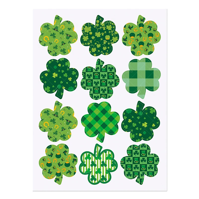 48pcs 4 Sheet St.Patrick\'s Day Lucky Clover Sticker Irish National Day Sticker St.Patrick Party Decoration Supplies Irish Favor