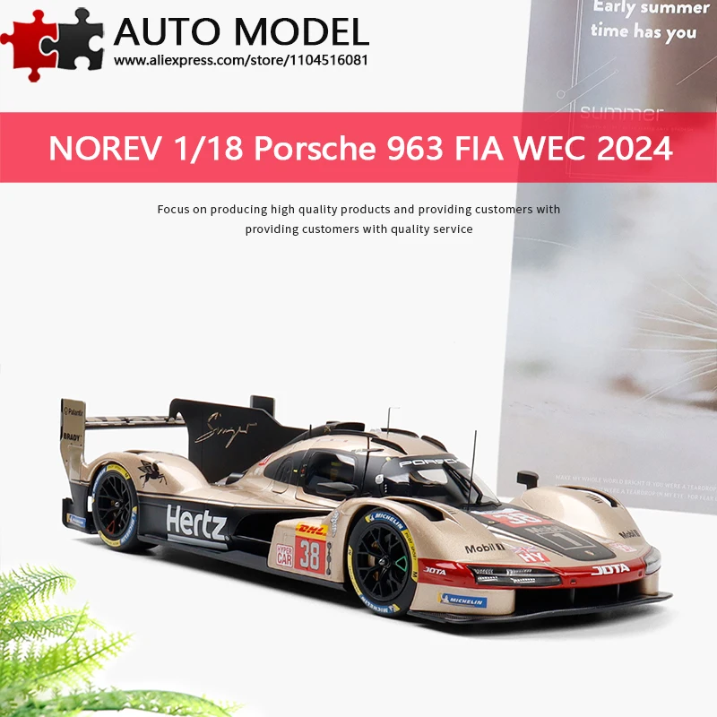 

2024 Porsche 963 Lms Gt3 Racing Car Jota Fia Wec Simulation Alloy Car Model with Openable Doors Norev 1:18 Die-Cast Metal Static Model Collectible Toy Gift for Boys and Adults