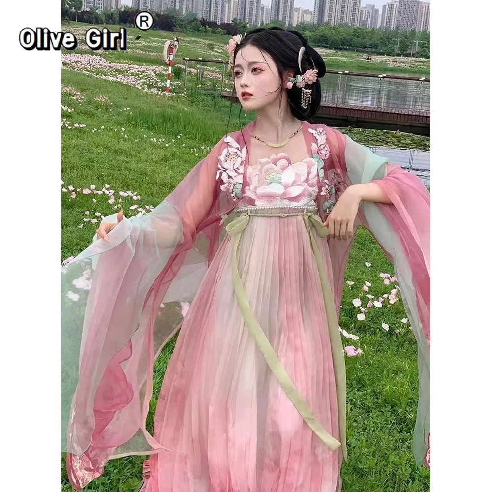 

Женское улучшенное летнее издание Hanfu, оригинальное китайское платье Hanfu с супер вышивкой, вечерние принцессы для косплея