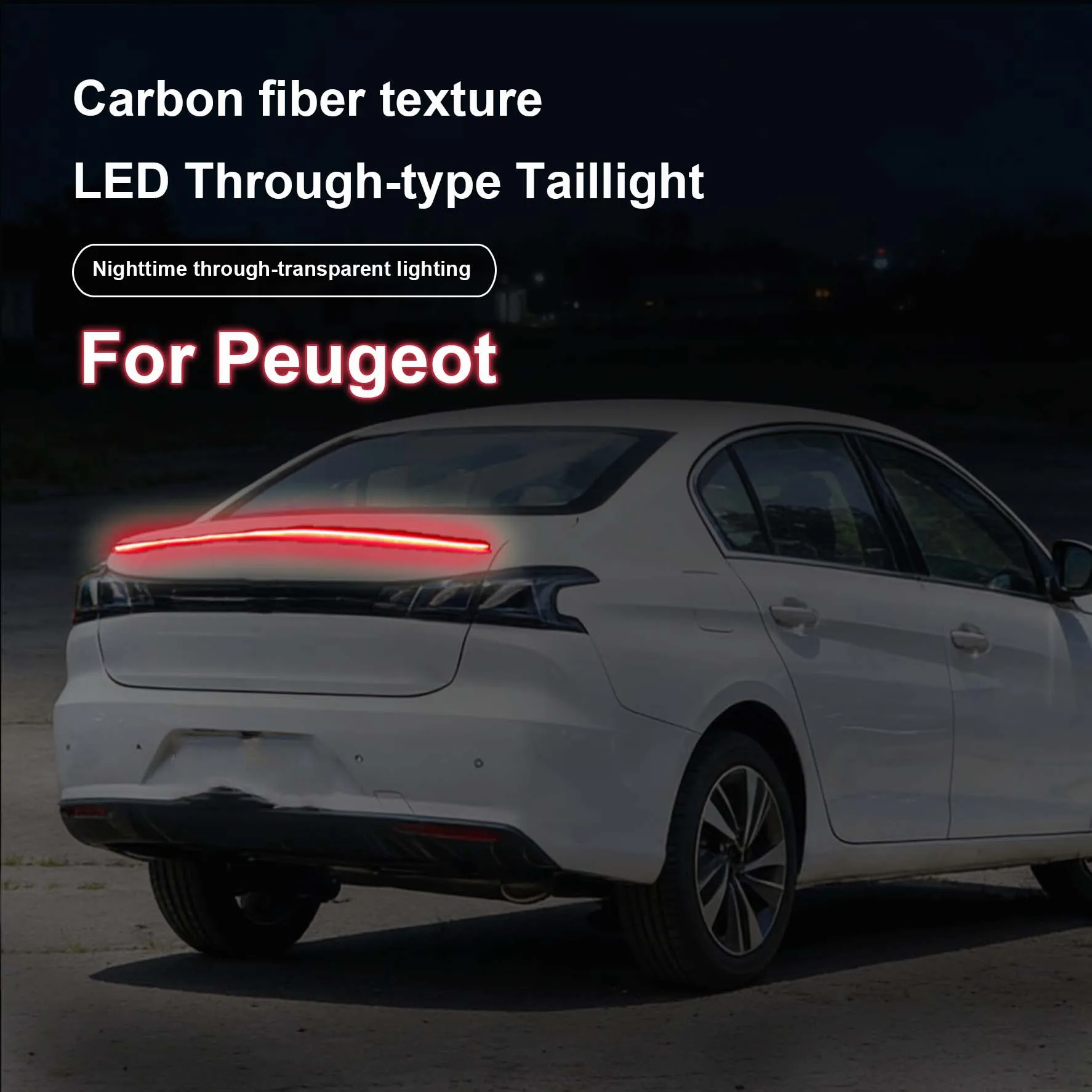 Luzes de freio de alta posição do carro traseira cauda aviso lâmpadas led fibra carbono spoiler fluxo lâmpada para peugeot 308 301 408 508 508