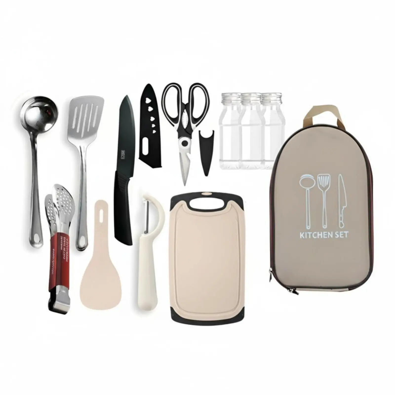 

Portable Stainless Steel Cookware Set, Outdoor Cutting Board, Multi-Piece Tableware for Camping, Road Trips, Outdoor Dining