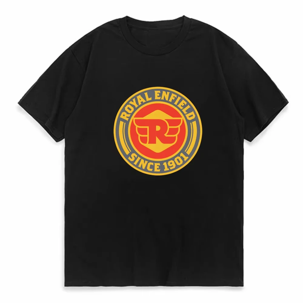 2026 New Men Women Vintage Motorcycle Badge Graphic T-Shirt Round Emblem Print Crew Neck Casual Tee