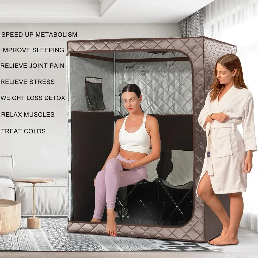 Portátil Far Infrared Oversize Sauna, Home Sauna Kit, Full Size 2 Pessoa, Grande Espaço Spa com Cadeira Portátil de Upgrade