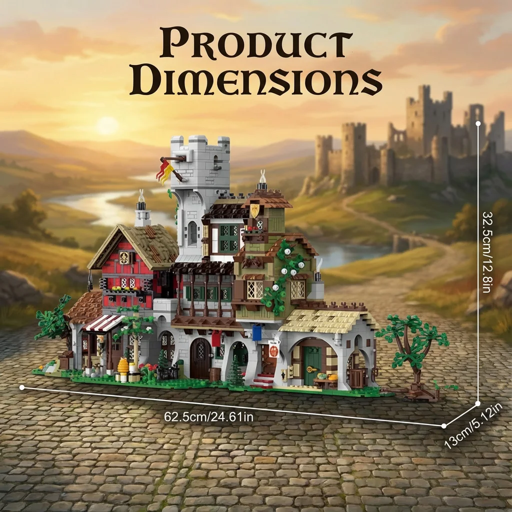 Kit de Construction Médiévale : Maquette de Ville, Blocs Modulaires, Jouet Créatif DIY, Cadeau, 3021 Pièces