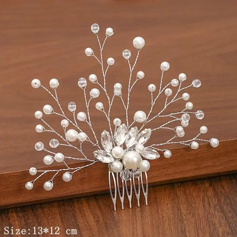 Silver Color Pearl Rhinestone Wedding Hair Combs Hair Accessories For Women Accessories Hair Ornaments Jewelry Bridal Headpiece