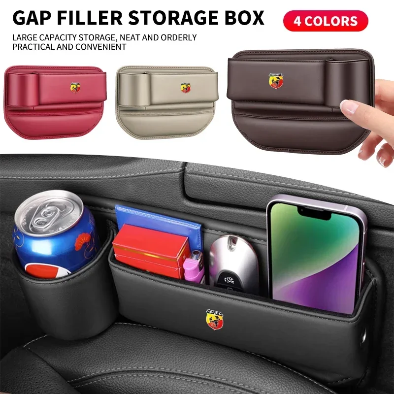 

Car Seat Gap Water Cup Holder Leather Universal Crevice Side Storage Box for abarth 695 595 500 competizione 124 Spider PUNTO