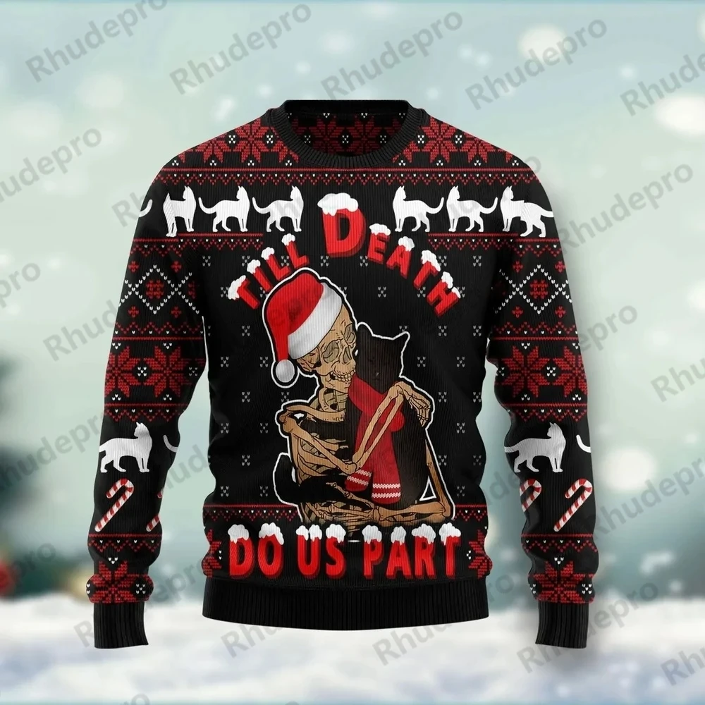 PLstar Cosmos Merry Fishmas 3D Printed Men's Ugly Christmas Sweater Autumn Unisex Knitwear Casual Sweater Christmas Gift