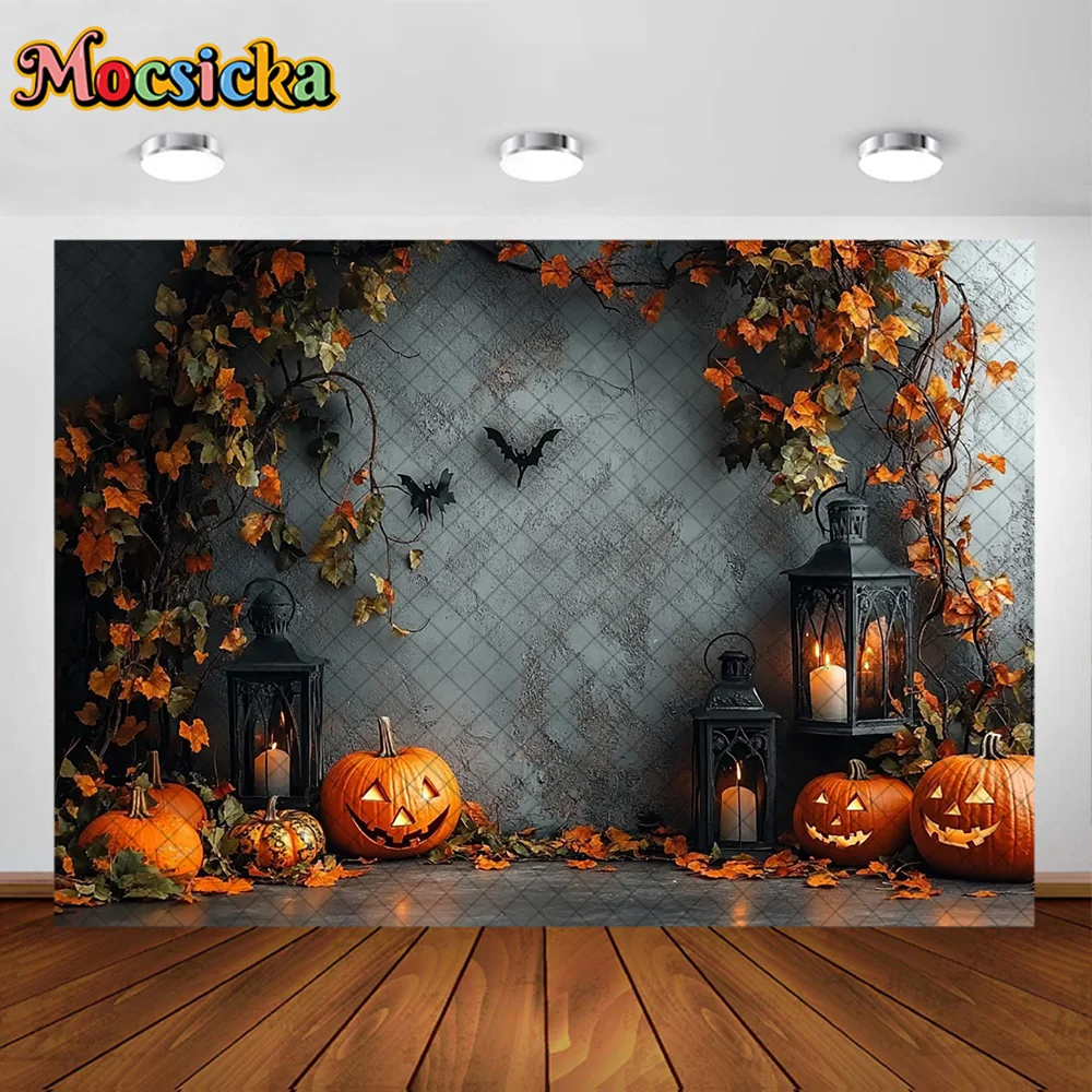 Mocsicka photographie décors Grimur citrouille feuille d'érable décoration enfants Halloween vacances fête Photo fond pour photographie