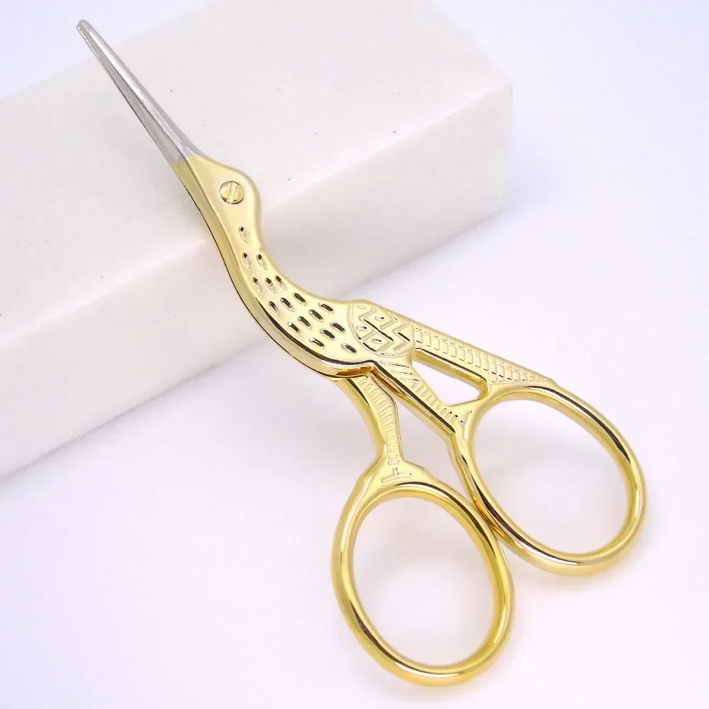 1Pcs Retro Classic Gold Stork Sewing Scissors Trimming Craft Gold Sewing Crane Tailor Handicraft Tool