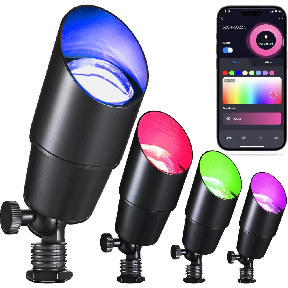 

RGB+CCT Low Voltage Outdoor Landscape Lighting with Color Changing,IP65 Waterproof Uplights for Garden and Yard
