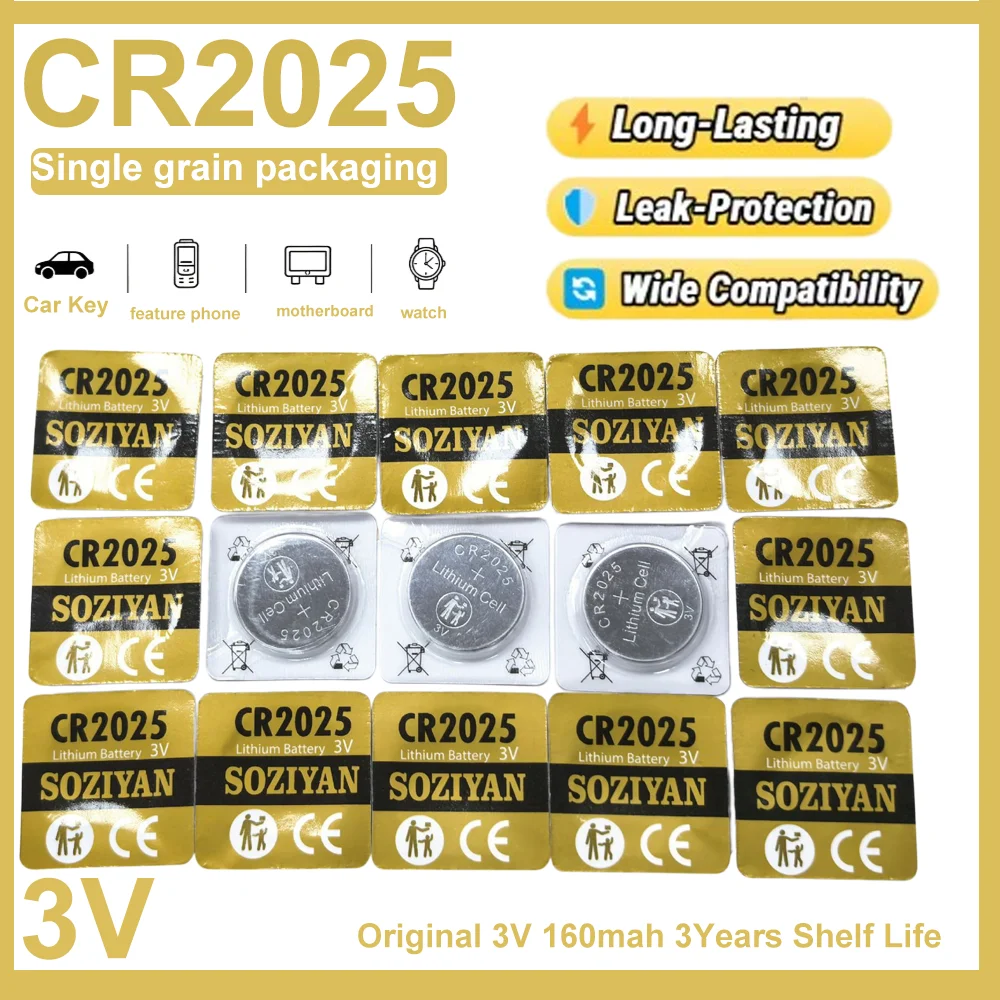 10-100PCS 3V CR2025 Button Batteries BR2025 ECR2025 DL2025 CR 2025 High Performance Coin Cells Battery for Watches Electronics