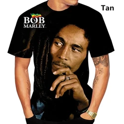 Camiseta de tendencia de moda para hombre, 3d Camiseta con estampado de Bob Marley, camiseta informal de manga corta con estampado de música Reggae y Hip Hop