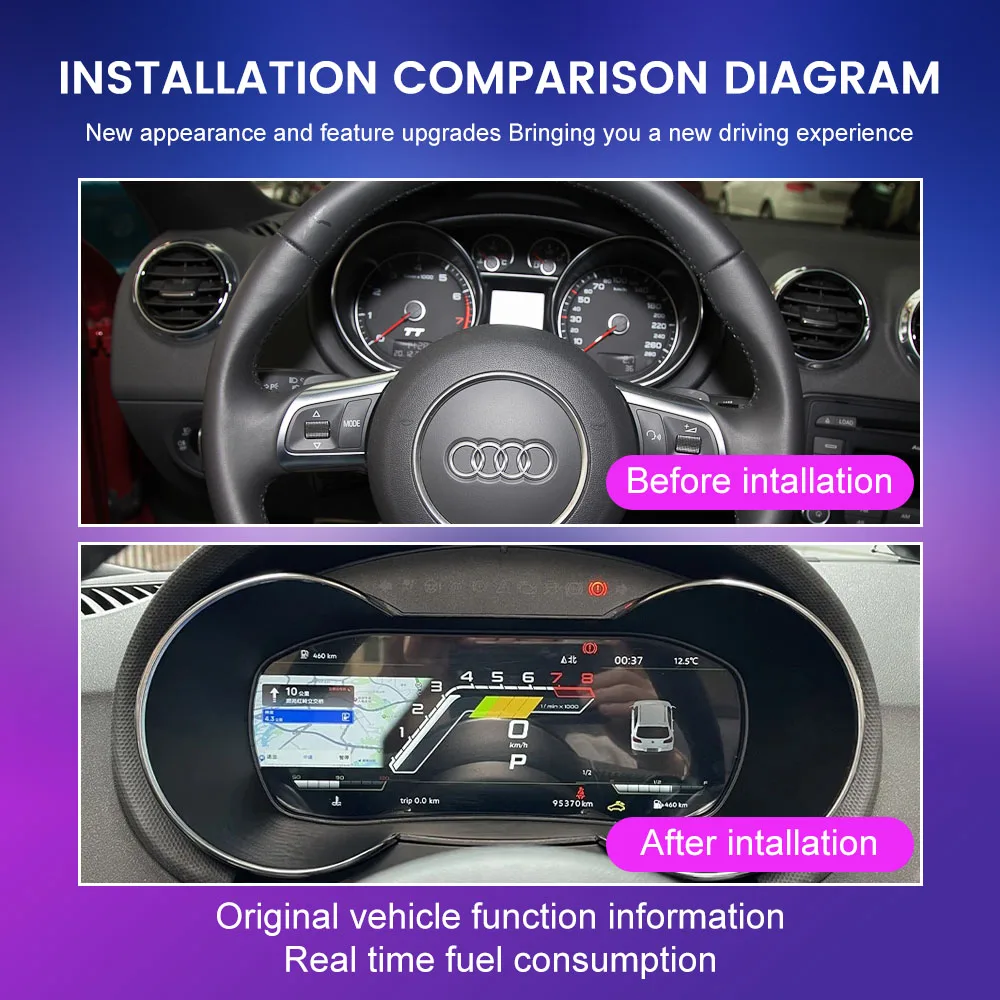 

Latest 10.25" Car LCD Digital Dashboard Cluster For Audi TT 2008 2009 2010-2014 Instrument Paneel Speedometer Virtual Cockpit