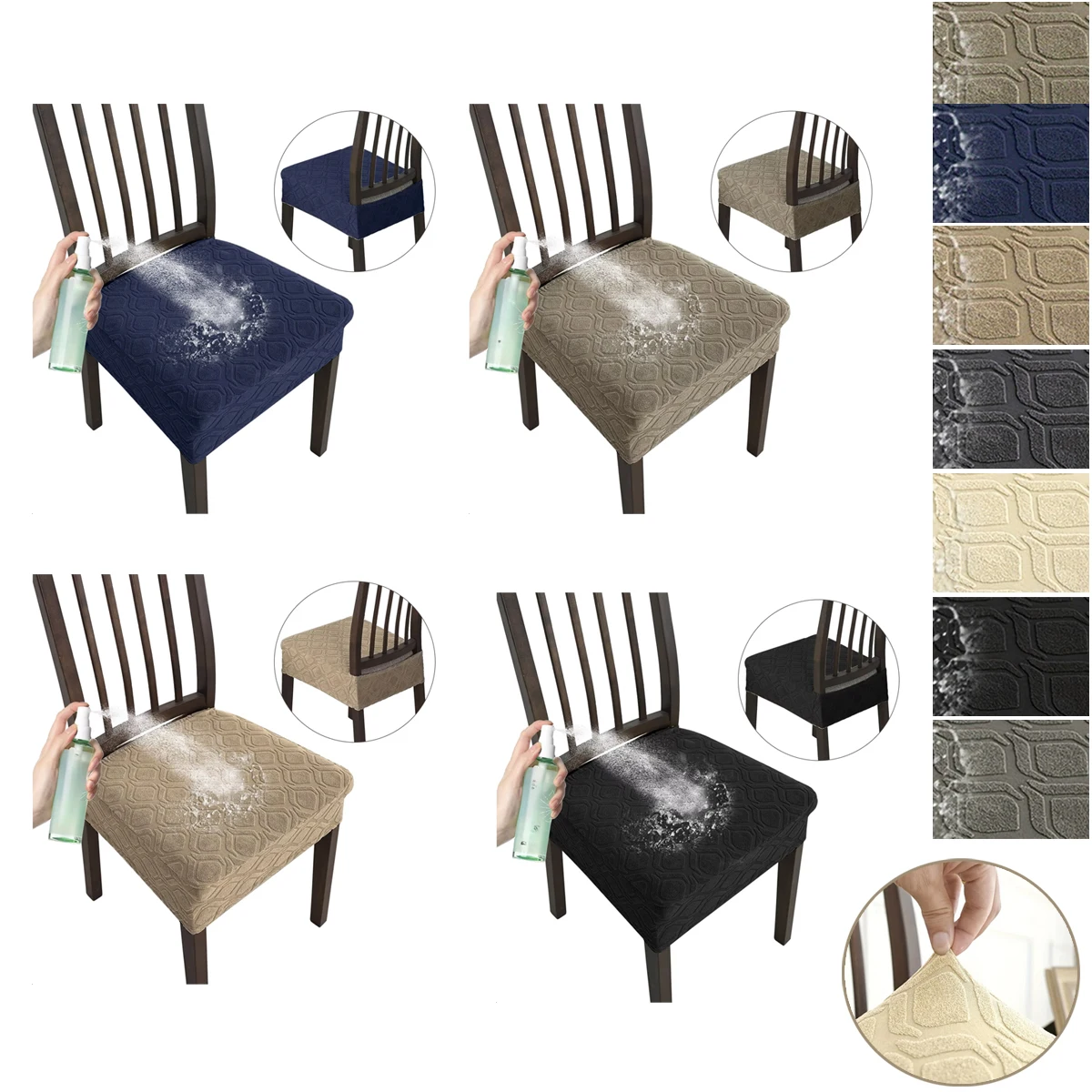 

1PC Knit Chair Cover Spandex Elastic Dining Room Chair Cushion,Washable Removable Protector for Kitchen Wedding Banquet 의자 커버