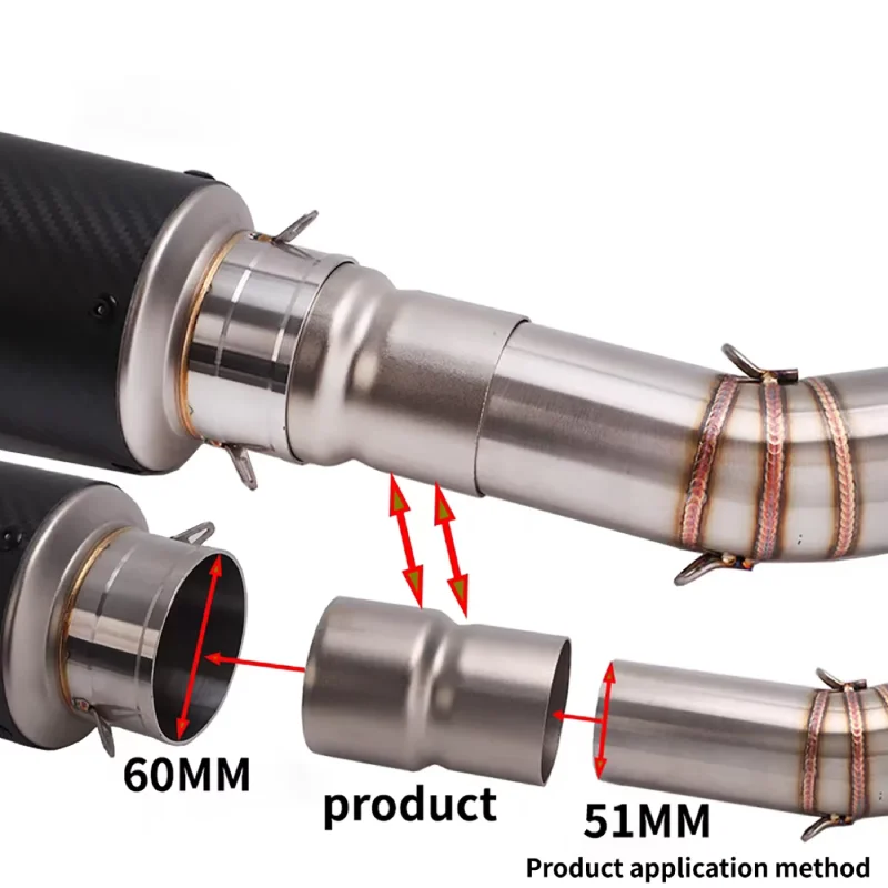 العالمي للدراجات النارية العادم الأنابيب القطر الداخلي 60 مللي متر تحويل 51 مللي متر فتحة محول محول المخفض الخمار موصل