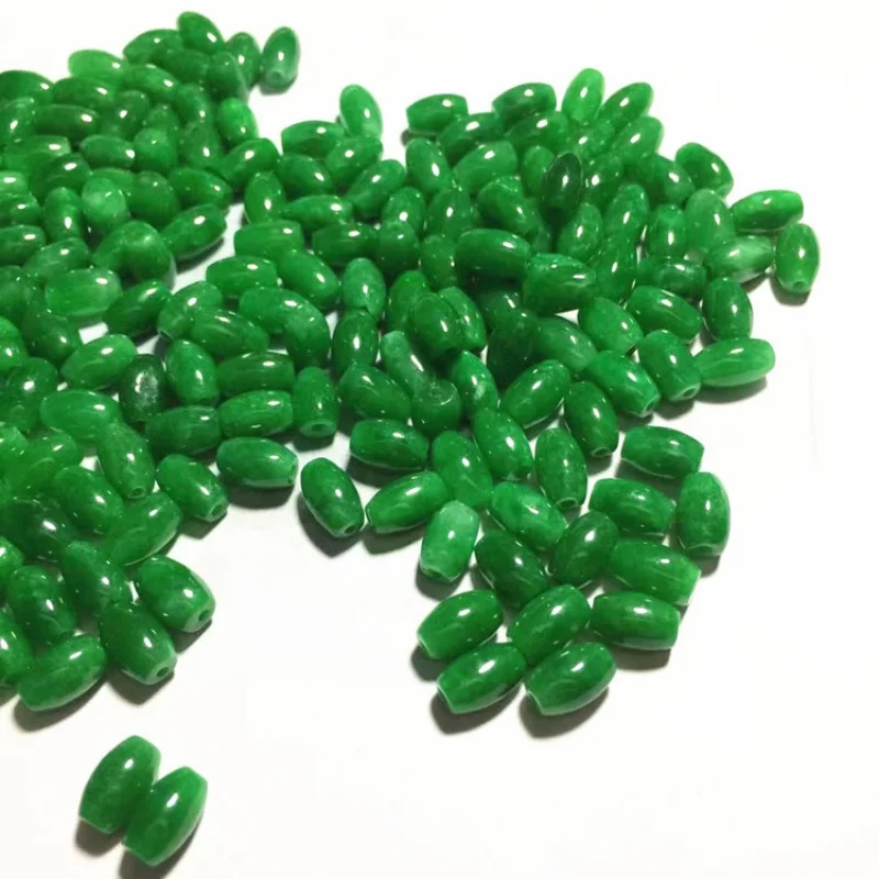 Jade Jade Dry Green Bead Optimized Ice Glutinous Full Green 6*9 Bead DIY Woven Bead Accessories Wholesale