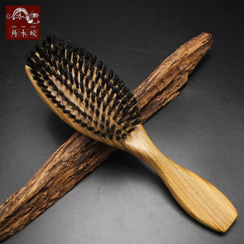 

Расческа из зеленого сандалового дерева с щетиной кабана, парикмахерская щетка в коробке