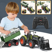 Rc Car 1:24 Alloy Remote-Controlled Tractor Toy With Headlights Simulation Electric Farm Truck Toy Set Child Outdoors Toys Gifts