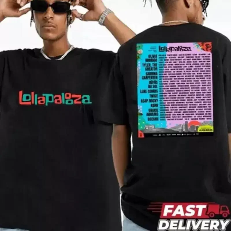 Lollapalooza 2025 Festival Line Up At Grant Park Chicago Two Sides T Shirt S 4Xl
