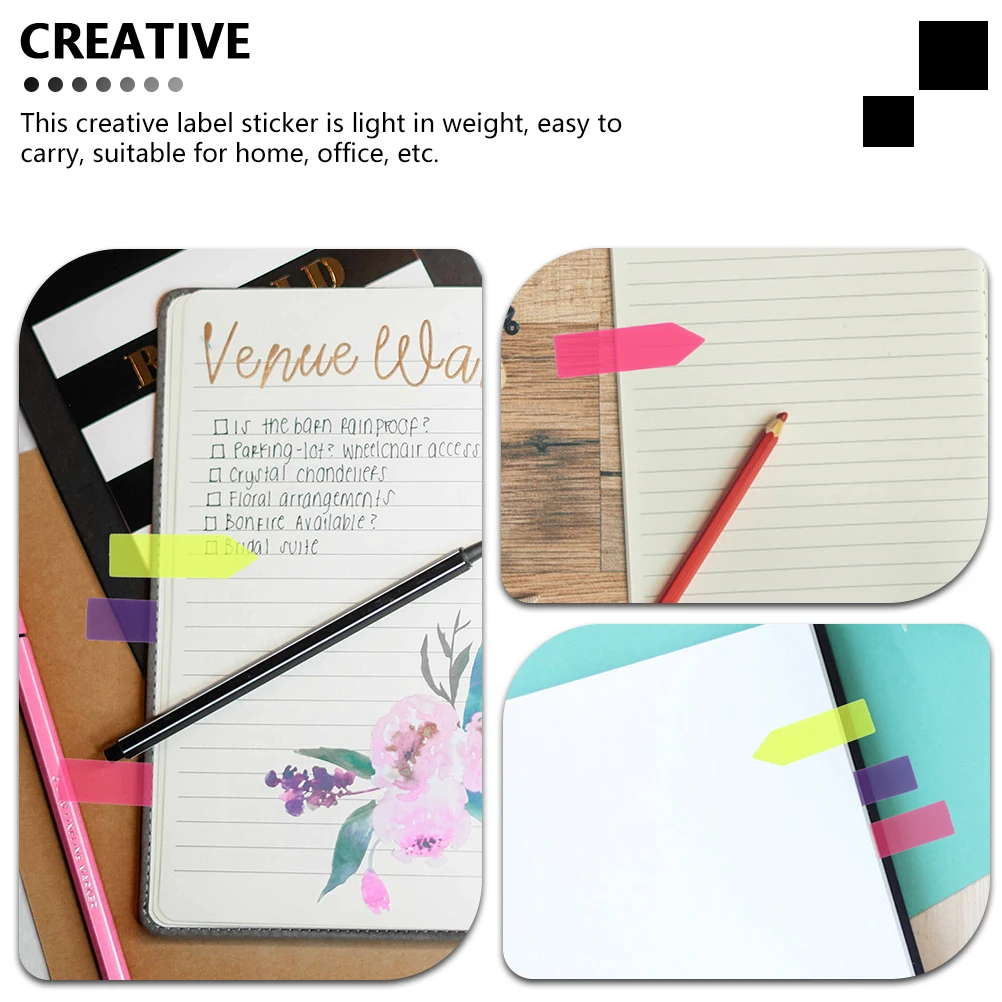 

6 Sets Banner Colored Arrow Office Pastel Pvc Book Labels Memo Stickers
