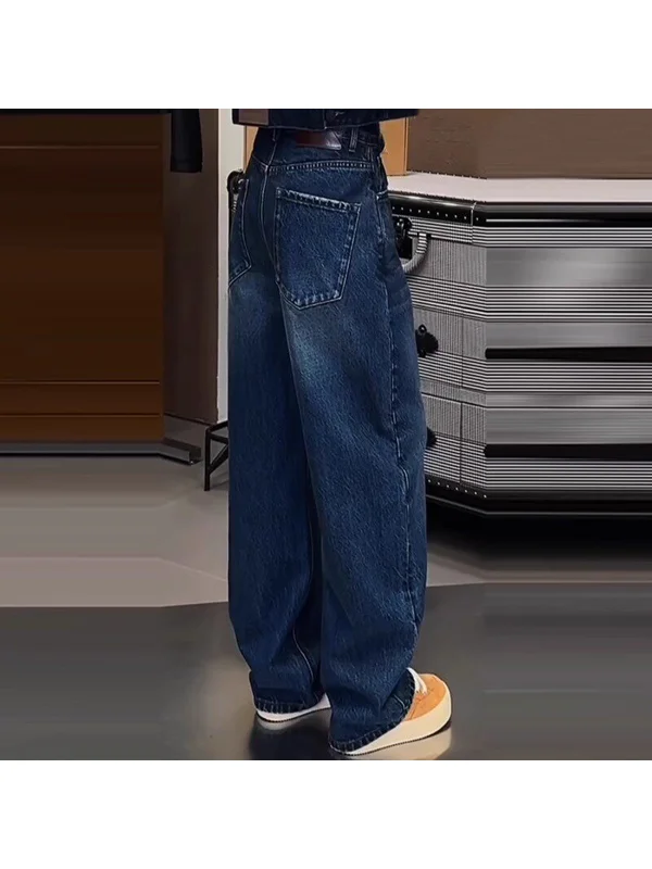 

High Waist Wide Leg Jeans Women's Straight Cut Scythe Jeans plus Size Pear Shaped Body Spring Autumn New Loose Fit Curvy Women