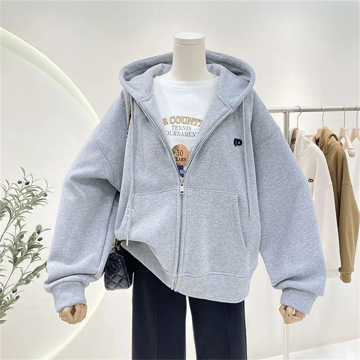 Mode automne solide sweat à capuche haut pour femme décontracté fermeture éclair Y2k solide à capuche Streetwear fille mince veste à capuche femme