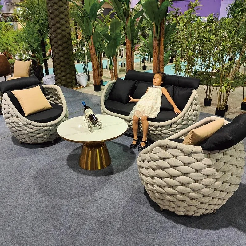 Outdoor Patio Furniture Set Rattan Wicker Sofa Chair Waterproof Sunproof Garden Courtyard Balcony Leisure Seating Combination