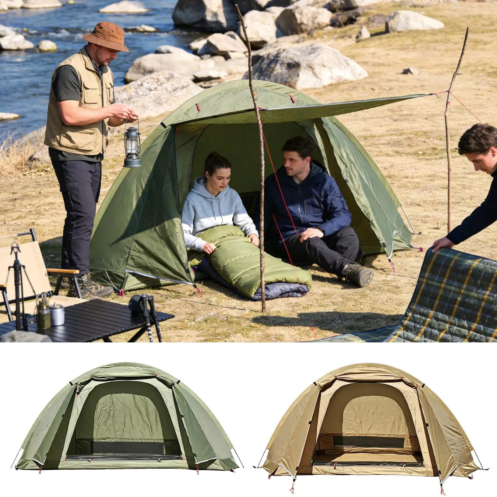 Einzelnes Campingzelt, wasserdicht, tragbar, automatisch aufklappbar, leicht, faltbar, 1-Personen-Unterschlupf für Wandern, Rucksackreisen, Strand