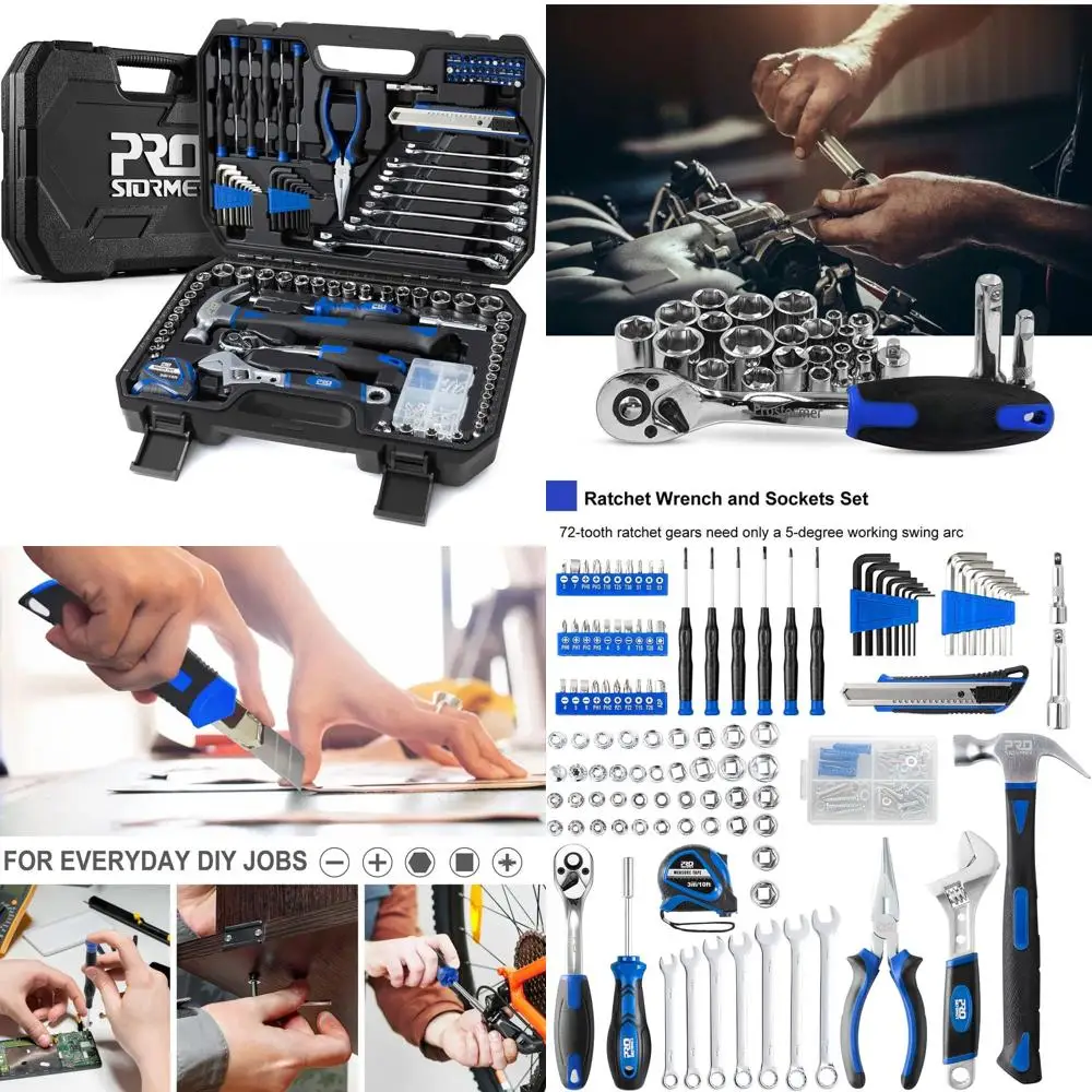 Complete 200-Piece Tool Kit for Home & Car Repair with Portable Storage Case