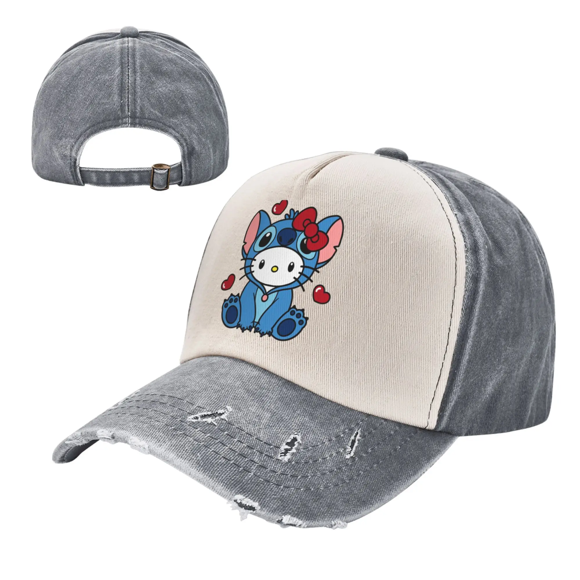 

Hello Kitty in Stitch Style Men Women Baseball Cap Distressed Denim Washed Hats Cap Classic Outdoor Travel Gift Headwear