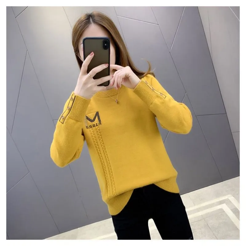 

Women's Pullover Long Sleeve Sweater Knitted Round Neck Letter Fashion Casual Top