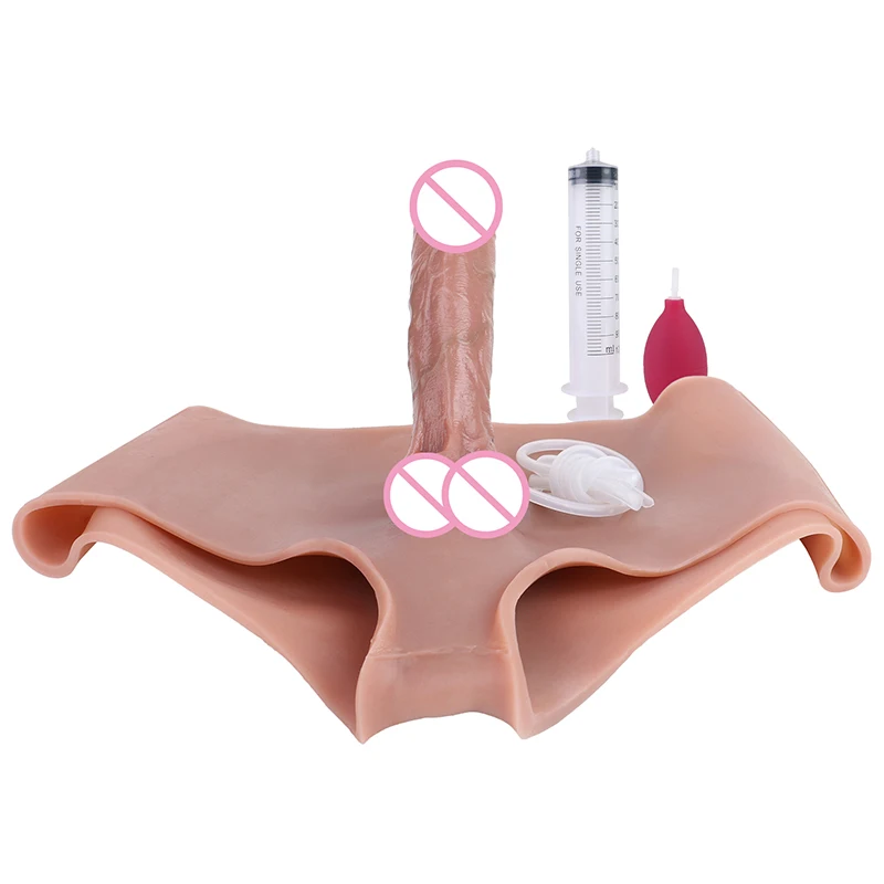 One-Size Stretchy Silicone Squirting Dildo Pants Spray Dick Shorts Lesbian Trans Costume Accessory Women Masturbator Sex Toys