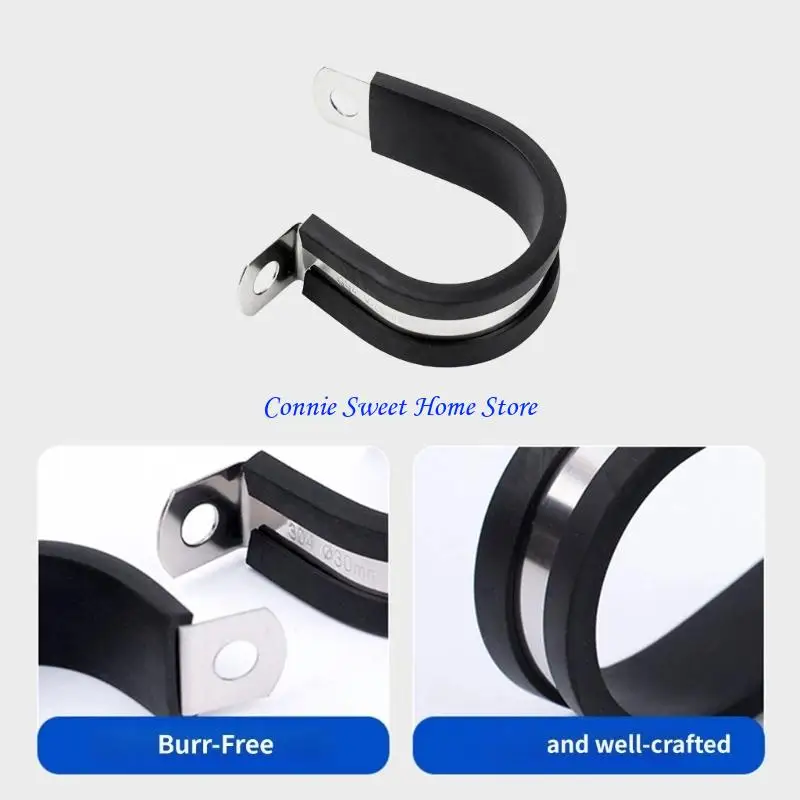 LXAF R Shaped Pipe Mount Clamp with Rubber Contact Area Quick Installs for Plumbing