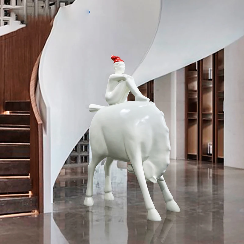 

Hotel Lobby Aisle Large Floor Sculptured Ornaments Sales Department Hall Club Nordic Room Horse Installation Artwork