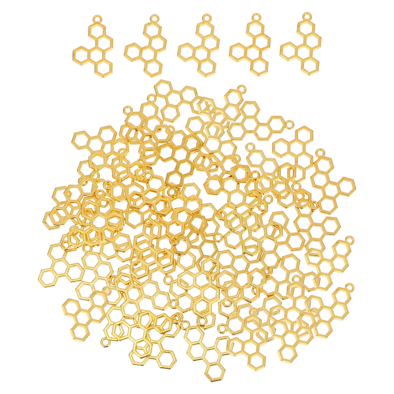 

50Pcs Honeycomb Charms Pendant Hollow Design Jewelry Making Supplies for DIY Bracelet Necklace Earrings Crafts Accessories