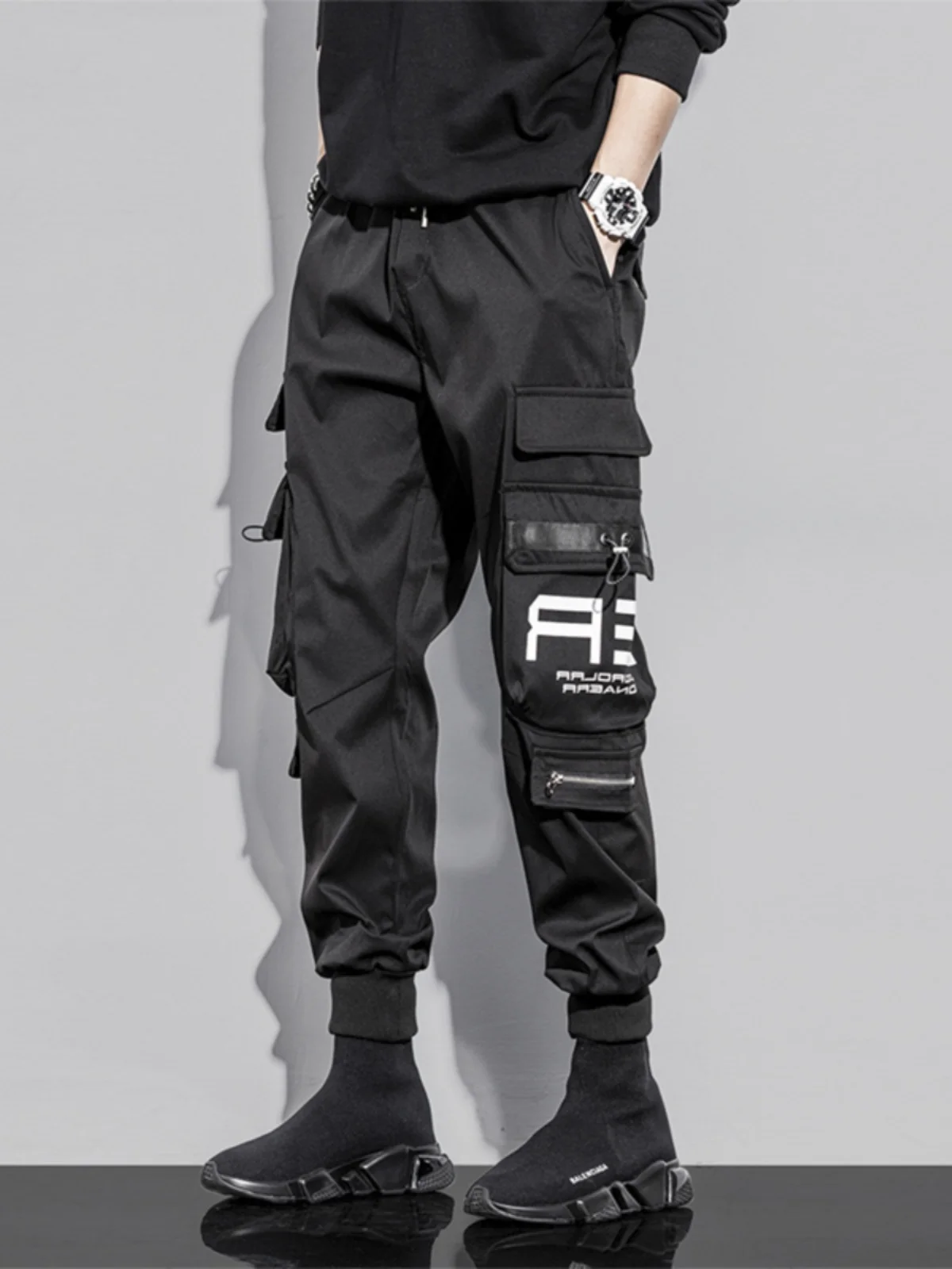 

Spring Summer Men's Loose Fit Casual Workwear Pants American Trendy Brand Baggy Hip Hop Functional Trousers Spor Leisure