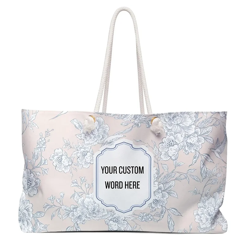 

Personalized Shopping bag with printed letter pattern design and rope tote bag for women, large capacity canvas handbag